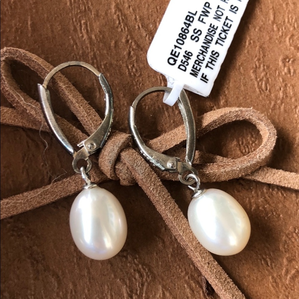 Sterling Silver Pearl Drop Earrings - Picture 2 of 11